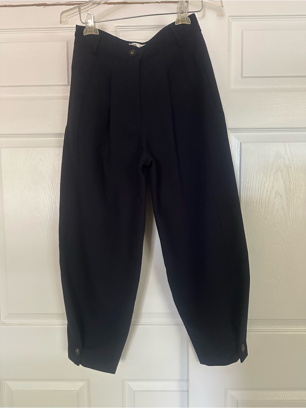 Zara Black High-Rise Pleated Tapered Pants